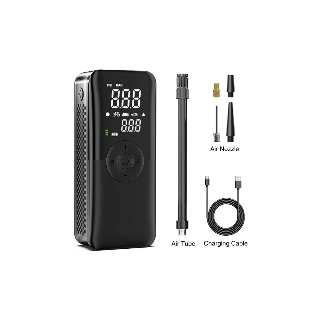 Cordless Tire Inflator – Portable Digital Air Pump & Power Bank