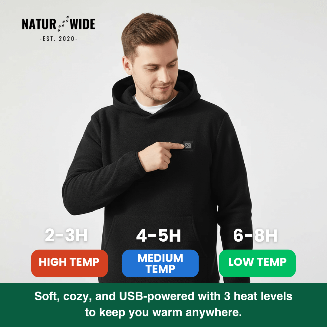 USB Heated Hoodie – Unisex Zip-Up with Thick Wool Lining