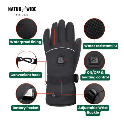 Heated Gloves – 3 Heat Levels, Waterproof &amp; Windproof
