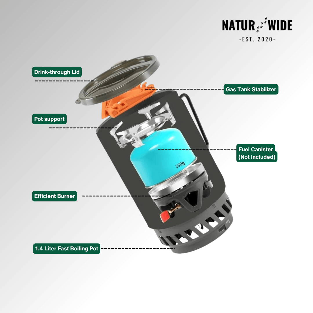 Portable 1.4L Camping Stove & Pot Cooking System