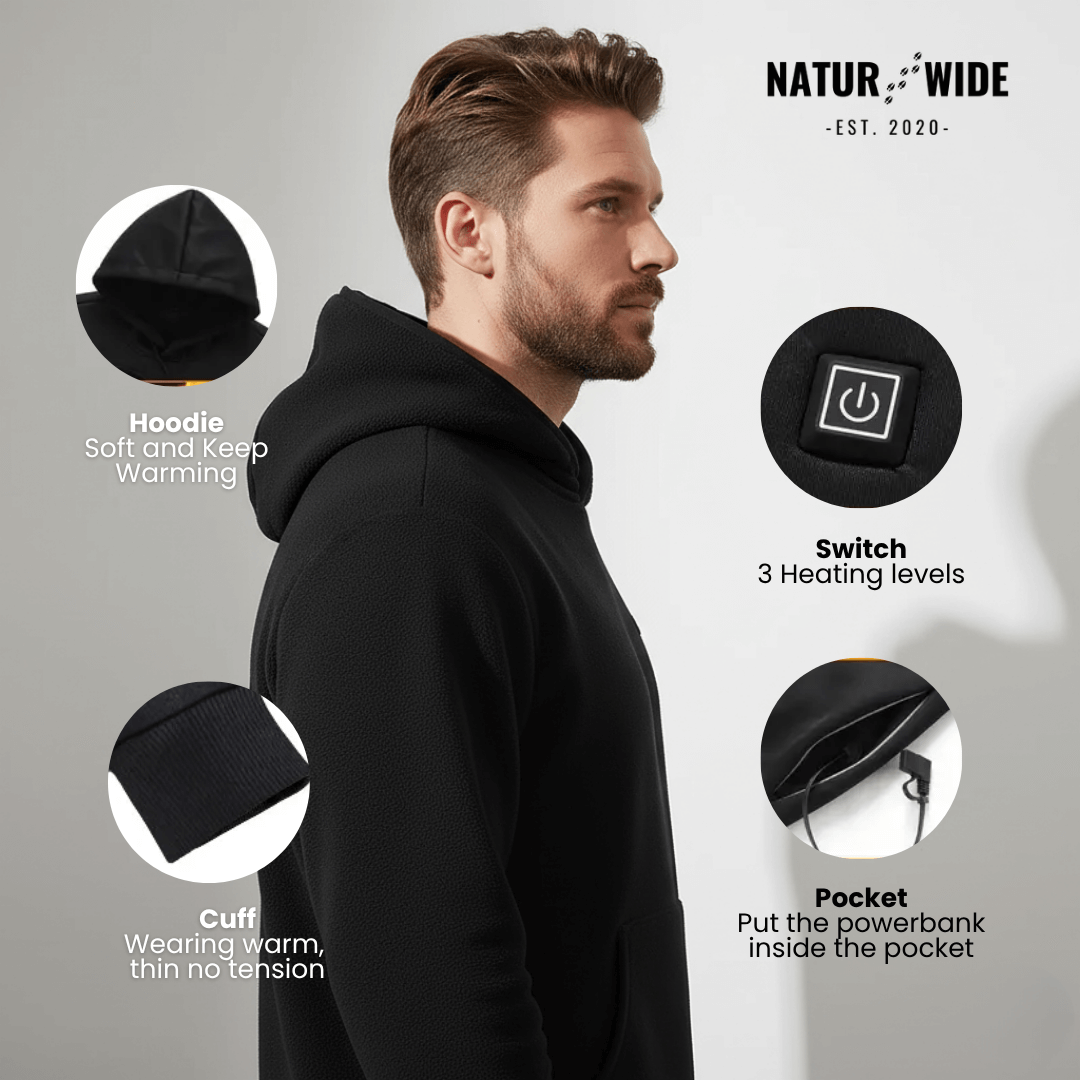 USB Heated Hoodie – Unisex Zip-Up with Thick Wool Lining