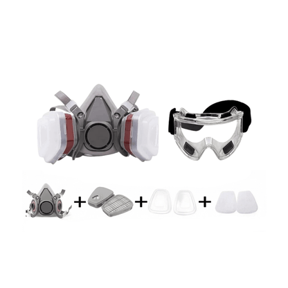 Half Face Respirator Gas Mask with Safety Glasses – Model 6200