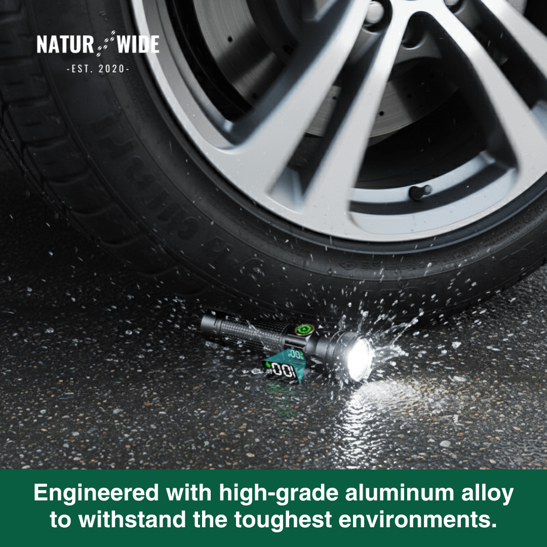 Aluminum LED Flashlight – Rechargeable, Waterproof &amp; Power Display