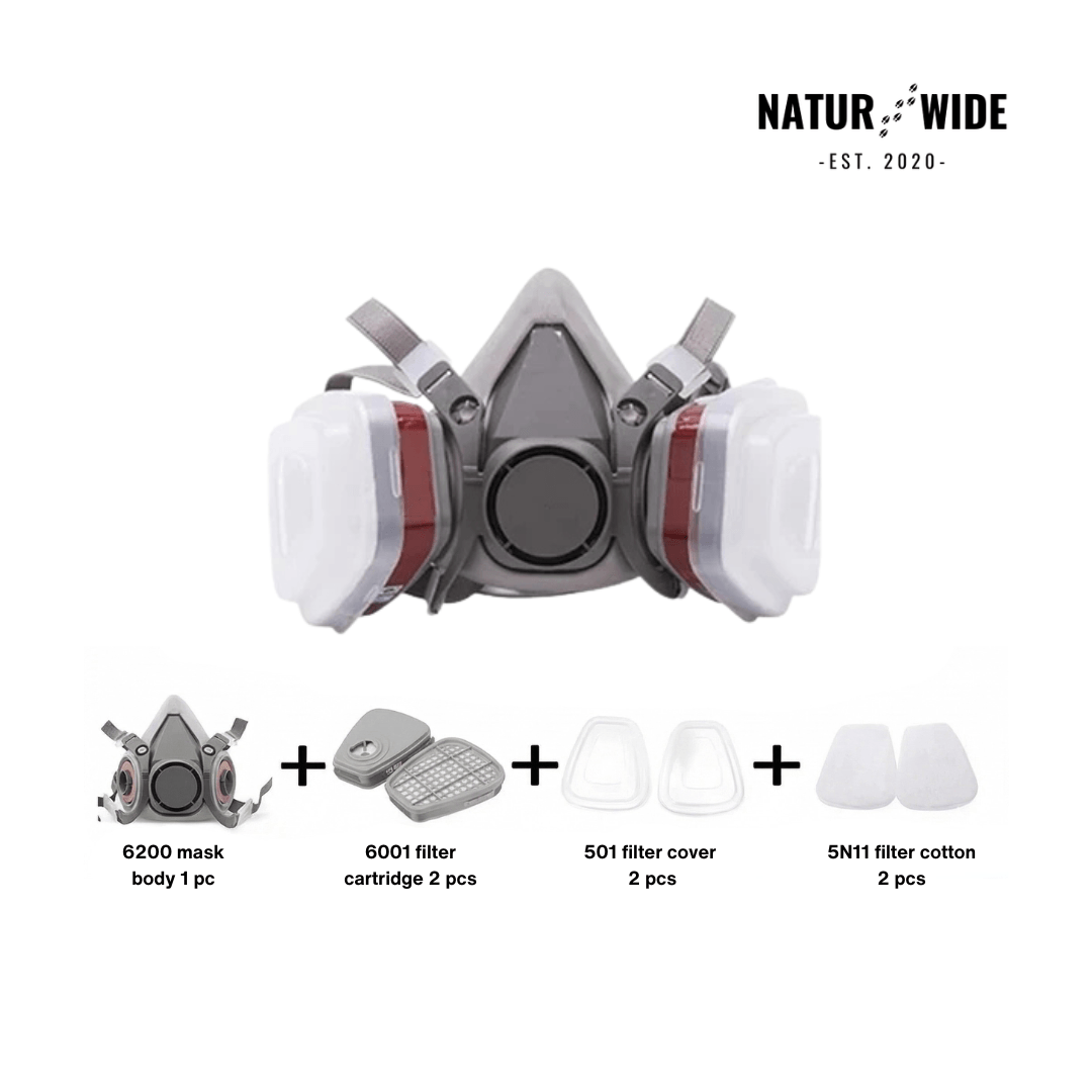 Half Face Respirator Gas Mask with Safety Glasses – Model 6200