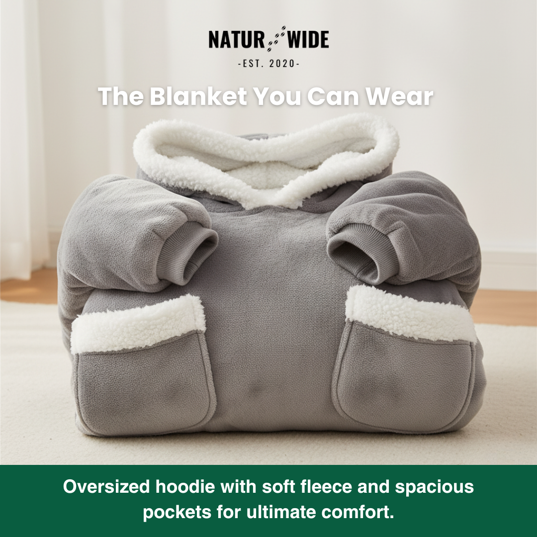 Oversized Flannel Blanket Hoodie – Wearable Blanket with Sleeves &amp; Hood