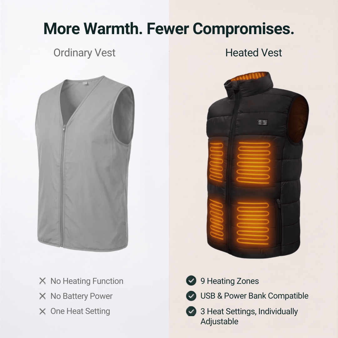 Heated Vest – 9 Heating Zones, USB Rechargeable &amp; Waterproof