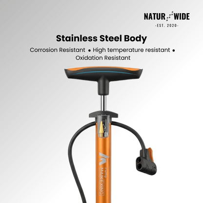 160PSI Portable Bike Pump with Gauge & 3-in-1 Nozzle