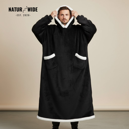 Oversized Flannel Blanket Hoodie – Wearable Blanket with Sleeves &amp; Hood