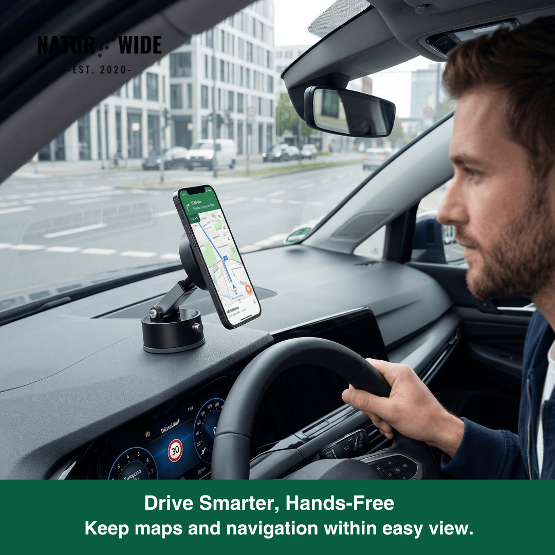 Magnetic Car Phone Mount – Vacuum Suction Cup, No-Trace Hold