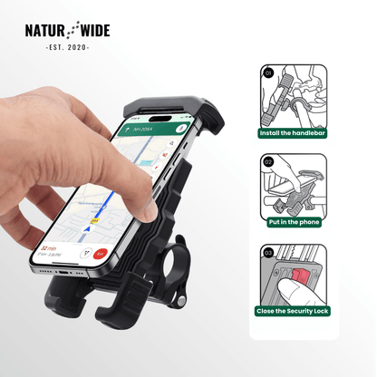 Secure Motorcycle & Bike Phone Mount - 1s Quick Lock