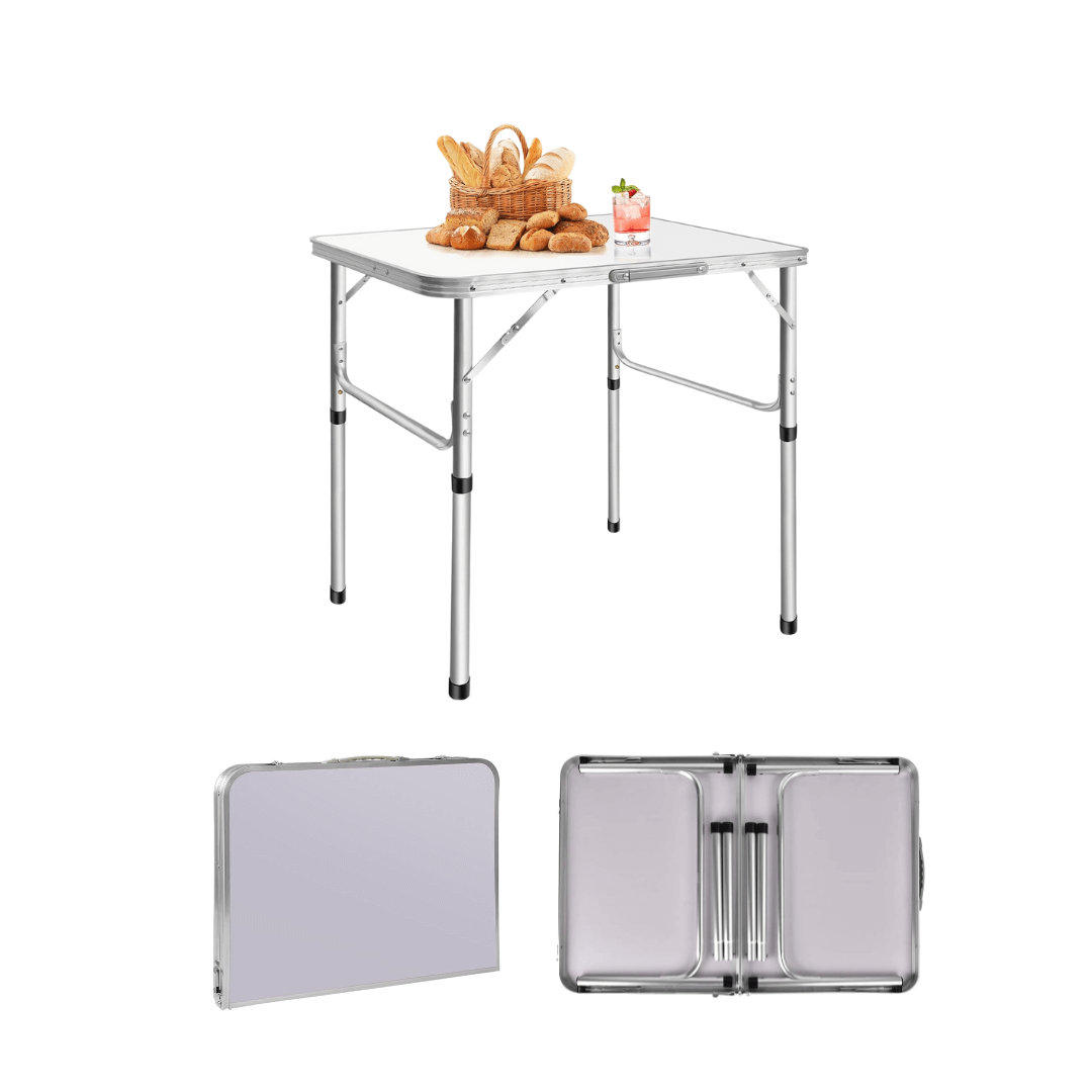 Adjustable Height Folding Camping Table – Portable Aluminum Picnic Desk