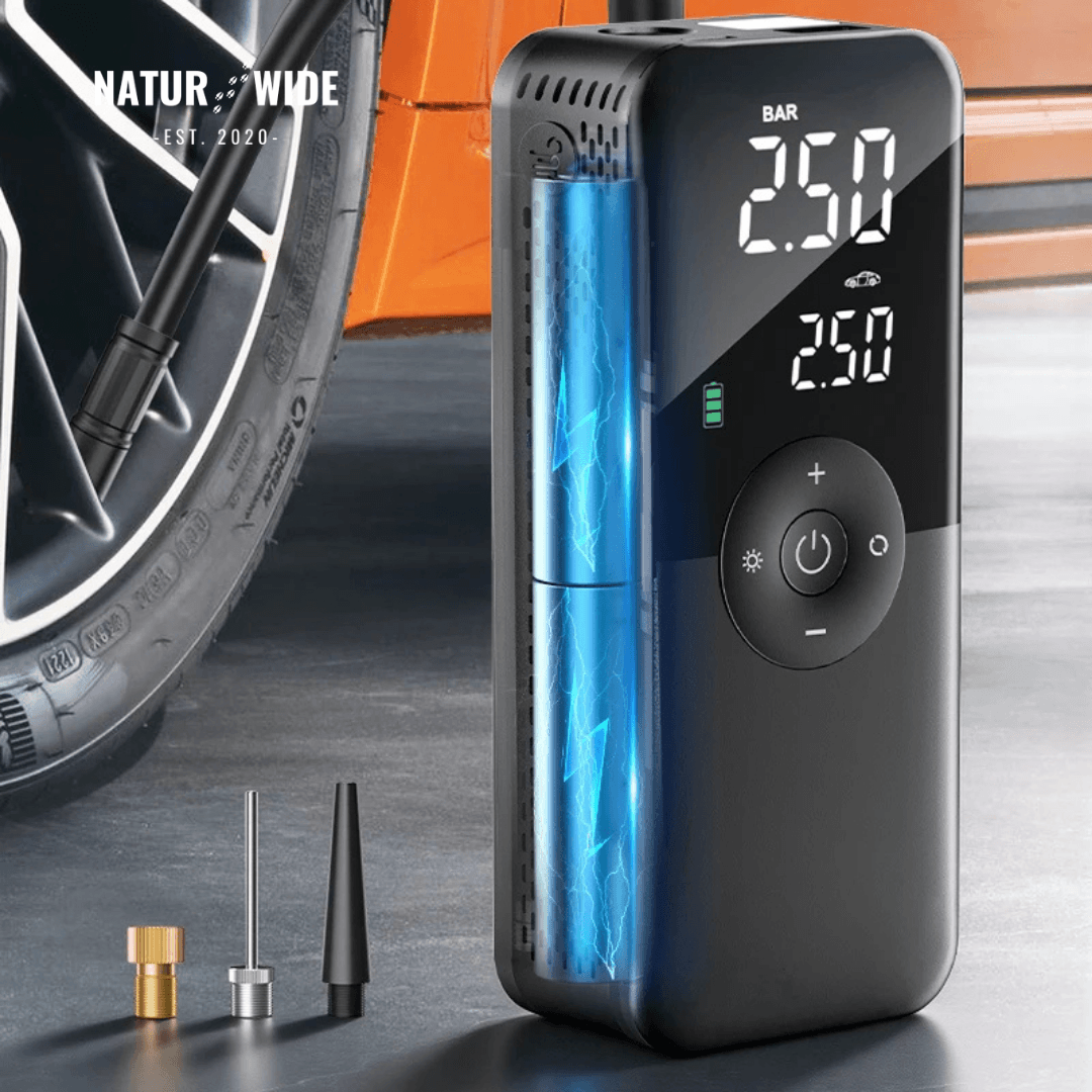Cordless Tire Inflator – Portable Digital Air Pump & Power Bank