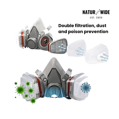 Half Face Respirator Gas Mask with Safety Glasses – Model 6200