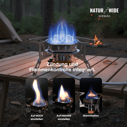 3-Head 5800W Folding Gas Camping Stove – Portable Backpacking Burner