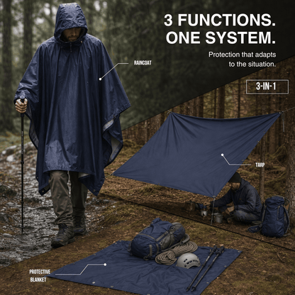 3 in 1 rain poncho – protection for all weather conditions