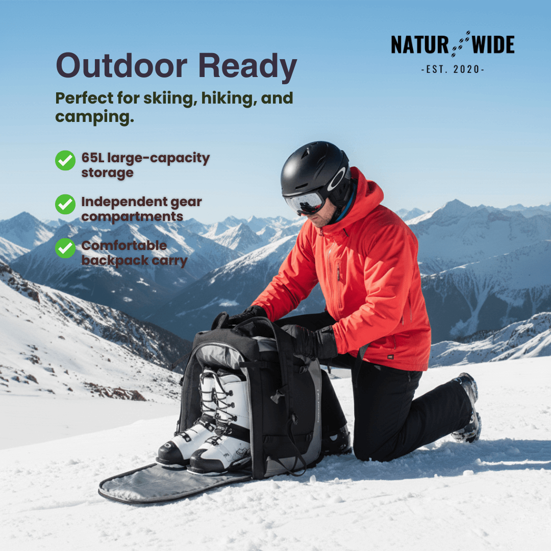2200oz Ski Boot Bag Backpack – Large Capacity for Helmet, Boots &amp; Gear