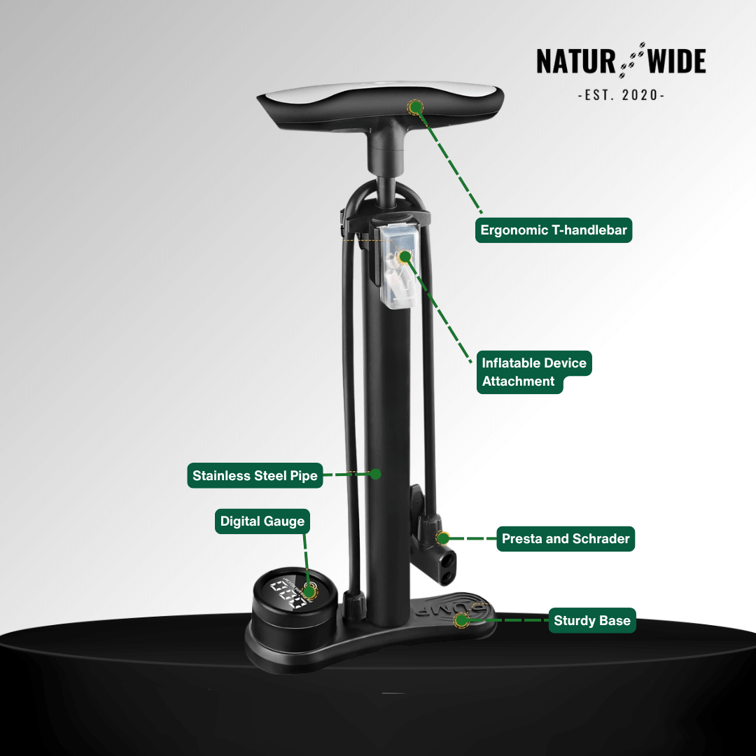 160PSI Portable Bike Pump with Gauge & 3-in-1 Nozzle