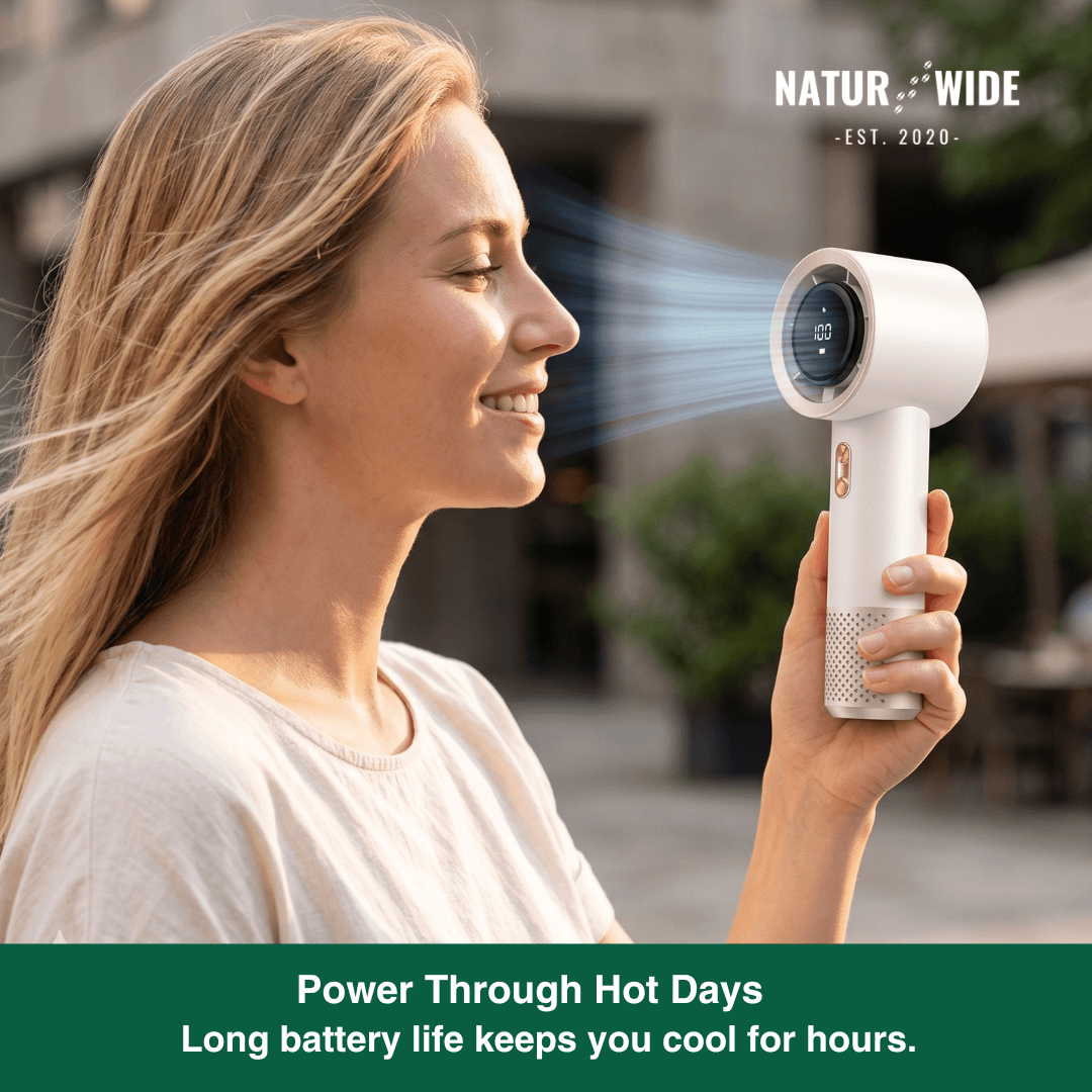 Handheld Mini Fan – 199 Speeds, 6 Blades, Brushless Motor
