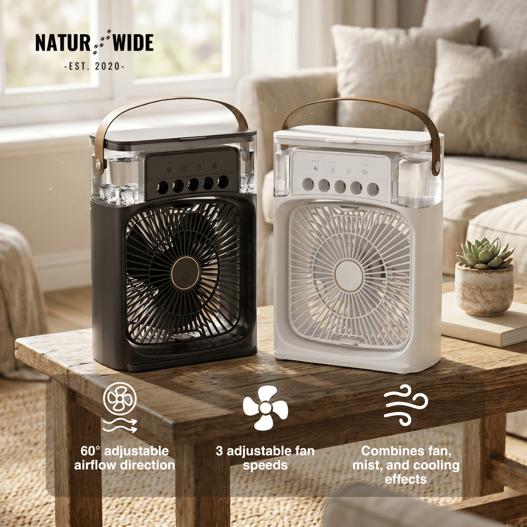 3-in-1 USB Air Cooler Fan – Humidifier & 7-Color LED Night Light