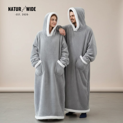 Oversized Flannel Blanket Hoodie – Wearable Blanket with Sleeves &amp; Hood