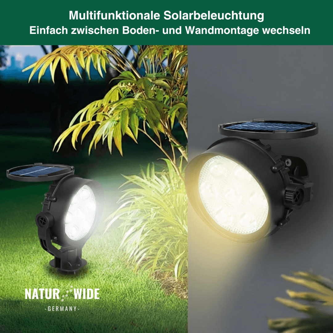 Solar Garden Spotlight 9 LED – RGB & White, IP65 & Adjustable (2-in-1)