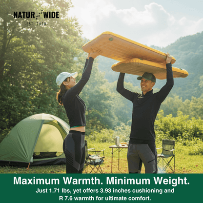 NaturWide 7.6R Camping Sleeping Pad – Ultralight, Self-Inflating &amp; Double-Reinforced