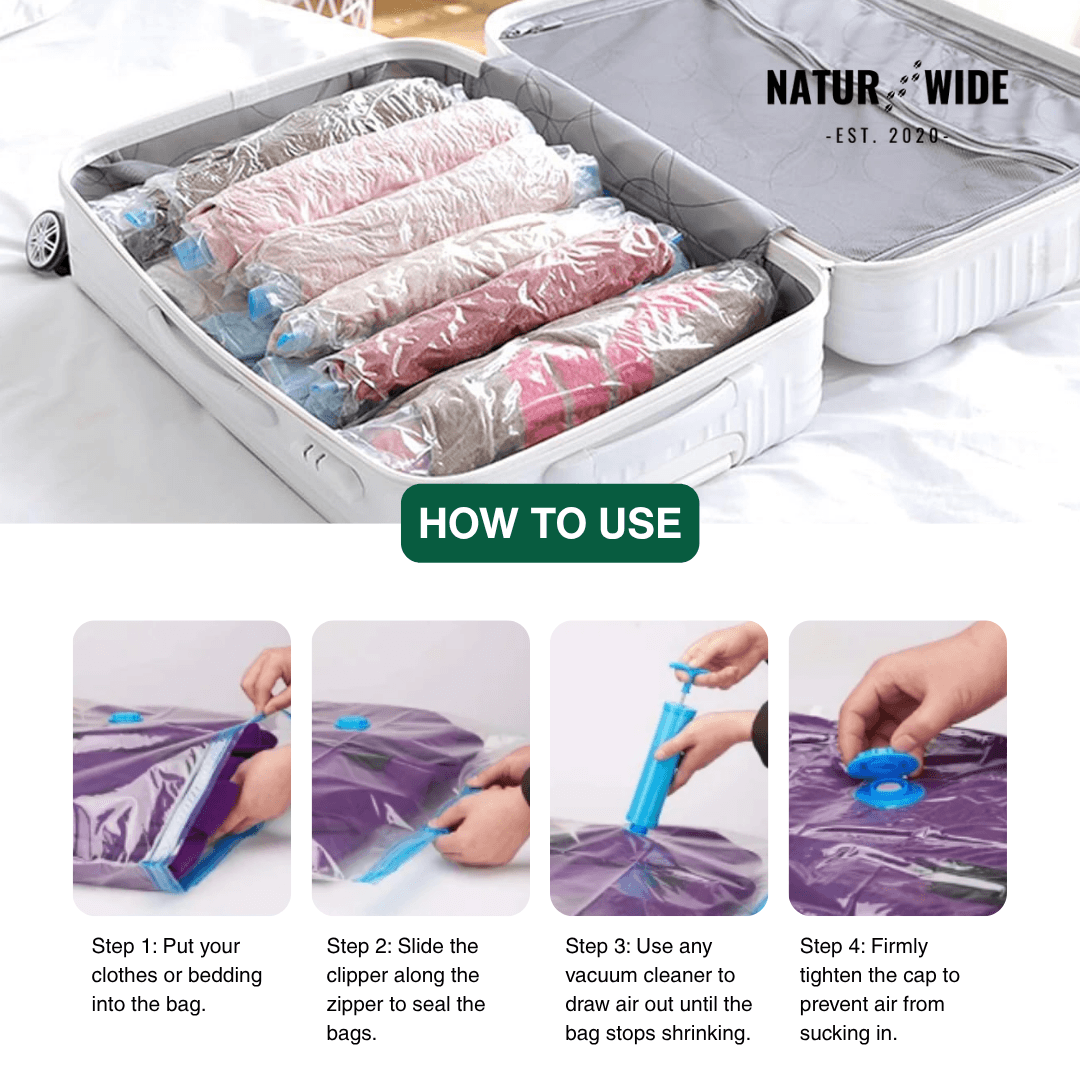 Vacuum Storage Bags for Clothes & Bedding – Space Saver 3-Pack