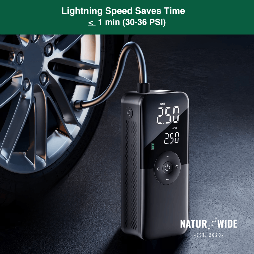 Cordless Tire Inflator – Portable Digital Air Pump & Power Bank