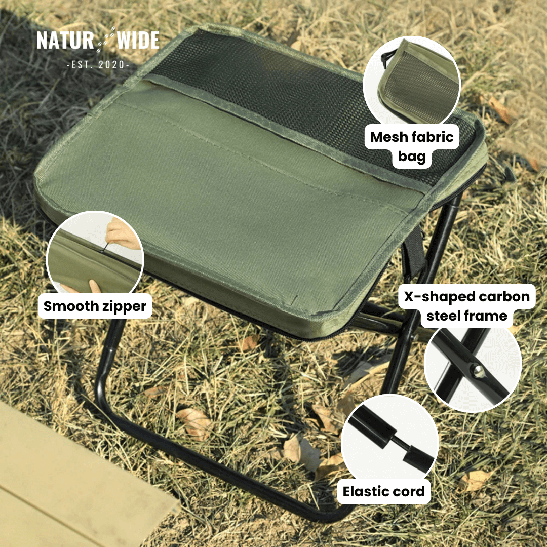 Foldable Camping Stool – Lightweight, Portable &amp; Durable with Carry Bag for Travel