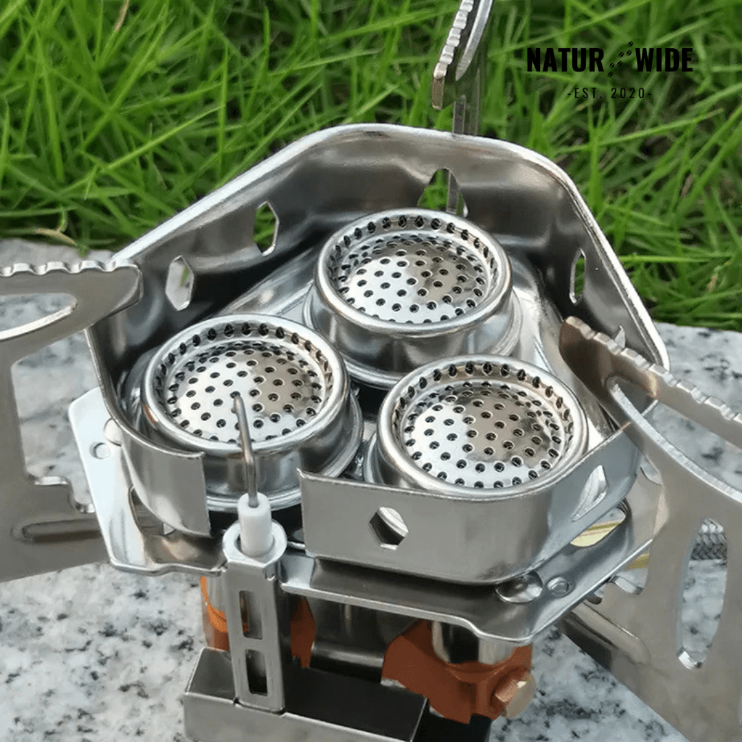 3-Head 5800W Folding Gas Camping Stove – Portable Backpacking Burner