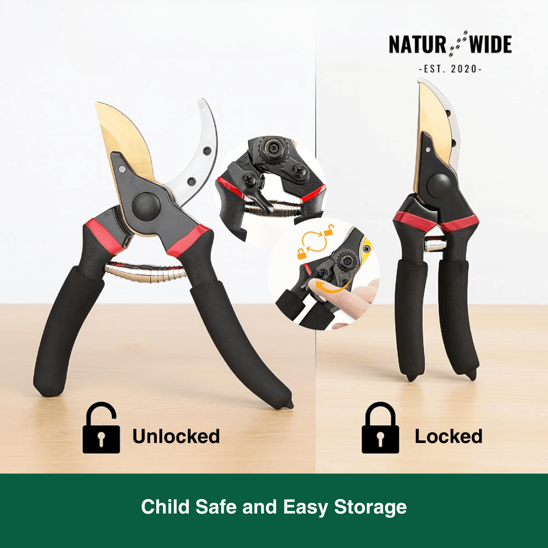 AIRAJ 8.5 Inch Pruner Shears SK5 Blade Pruning Scissors for Bonsai Fruit Trees Flowers Pruners，Ergonomic Non-slip Handles