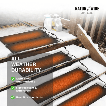 Heated Snow Melting Mat - Non-Slip Stair &amp; Walkway Heater