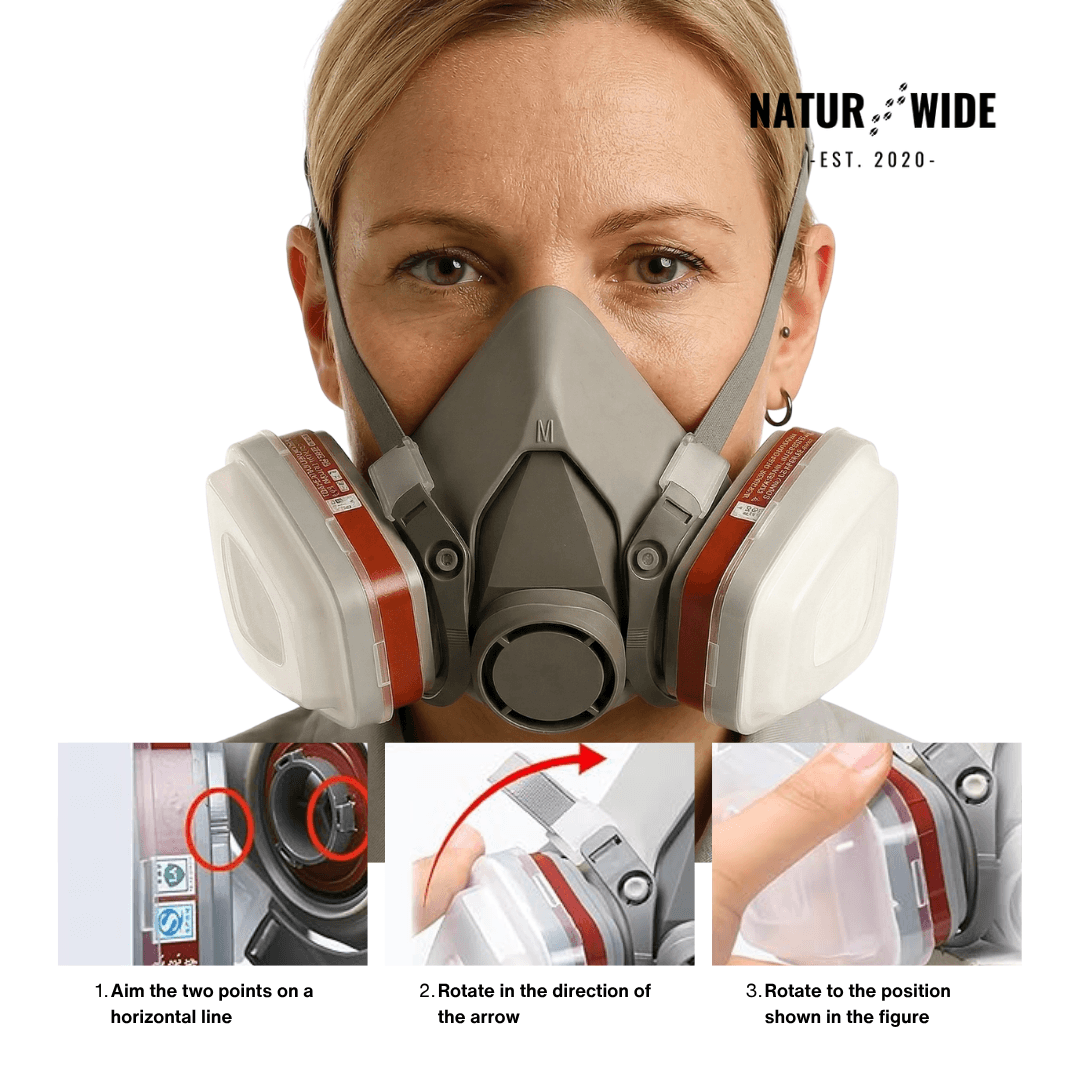 Half Face Respirator Gas Mask with Safety Glasses – Model 6200