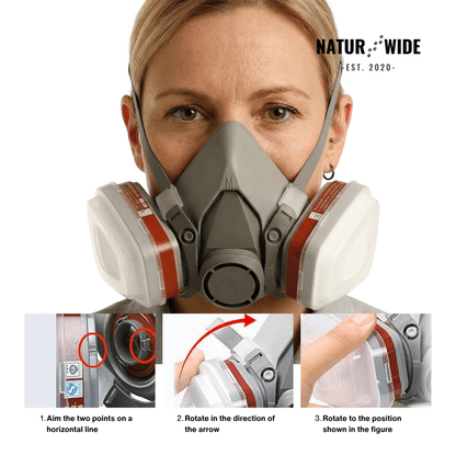 Half Face Respirator Gas Mask with Safety Glasses – Model 6200