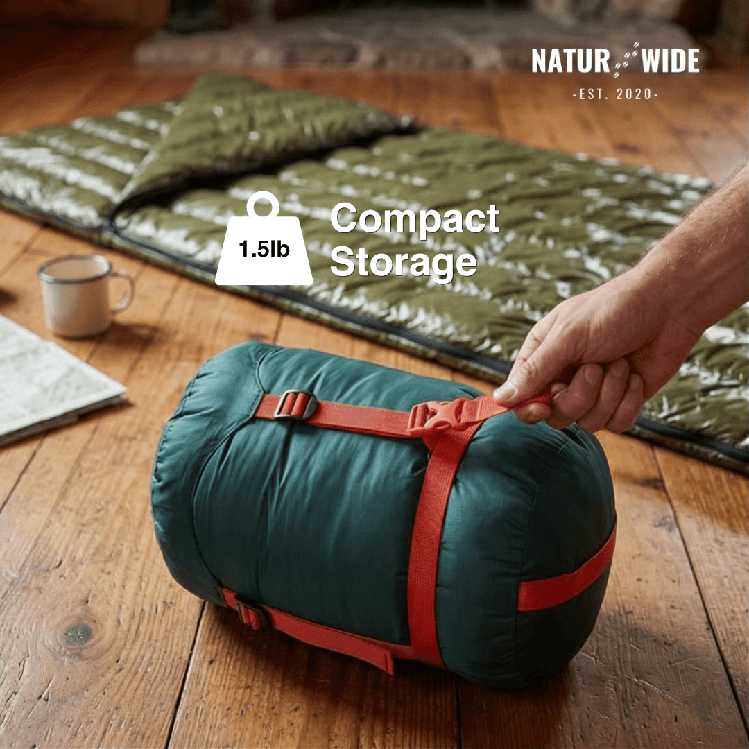 90% Goose Down Sleeping Bag – 3-Season Ultralight Envelope Style