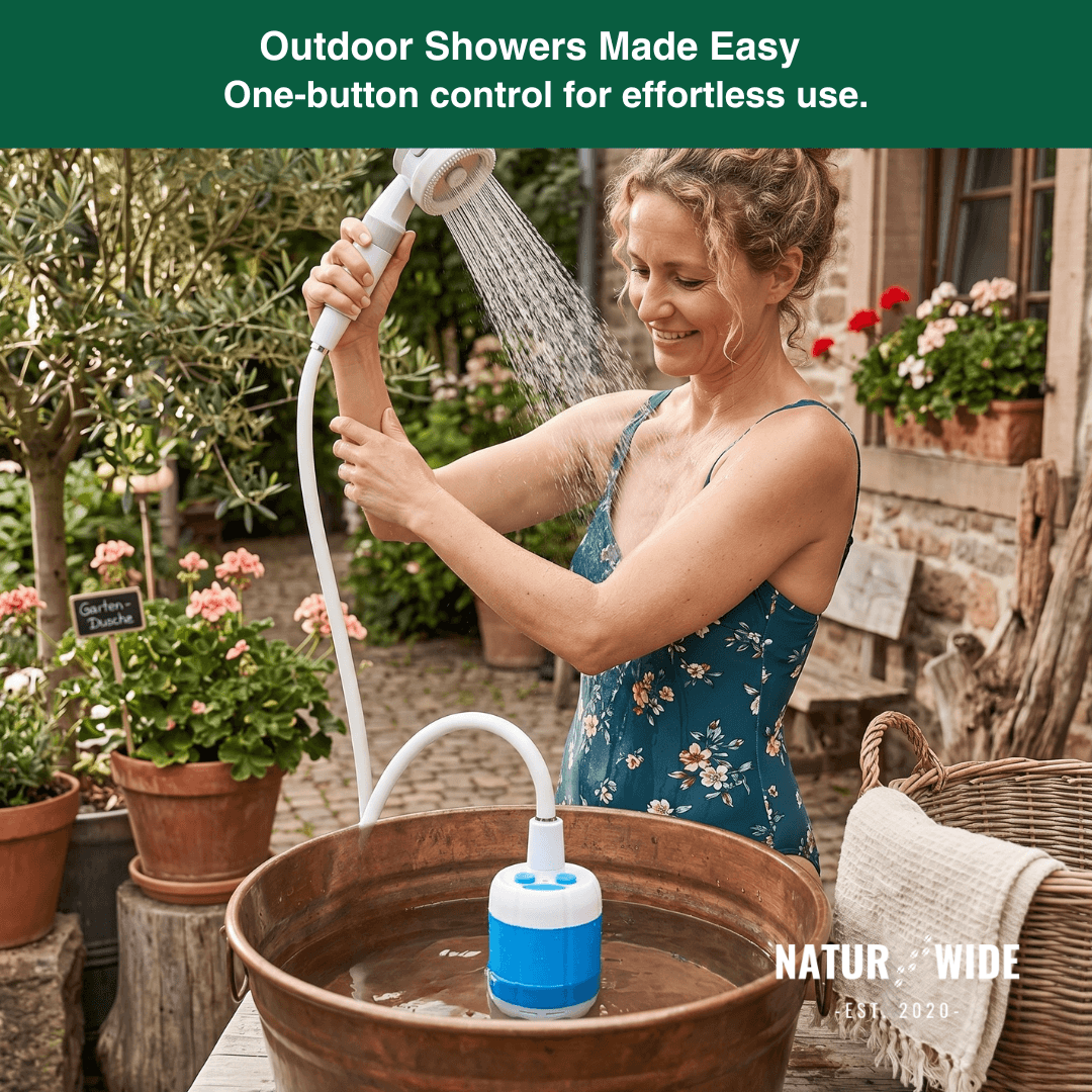 Electric Camping Shower Pump – 5000mAh Rechargeable with Display
