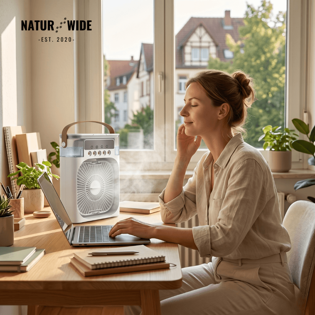 3-in-1 USB Air Cooler Fan – Humidifier & 7-Color LED Night Light