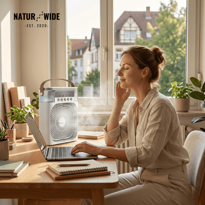 3-in-1 USB Air Cooler Fan – Humidifier & 7-Color LED Night Light