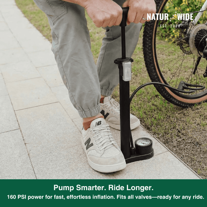 160PSI Portable Bike Pump with Gauge & 3-in-1 Nozzle