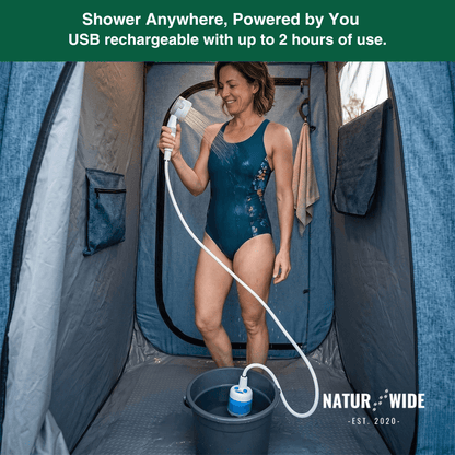 Electric Camping Shower Pump – 5000mAh Rechargeable with Display