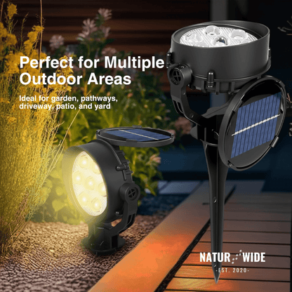 Solar Garden Spotlight 9 LED – RGB & White, IP65 & Adjustable (2-in-1)