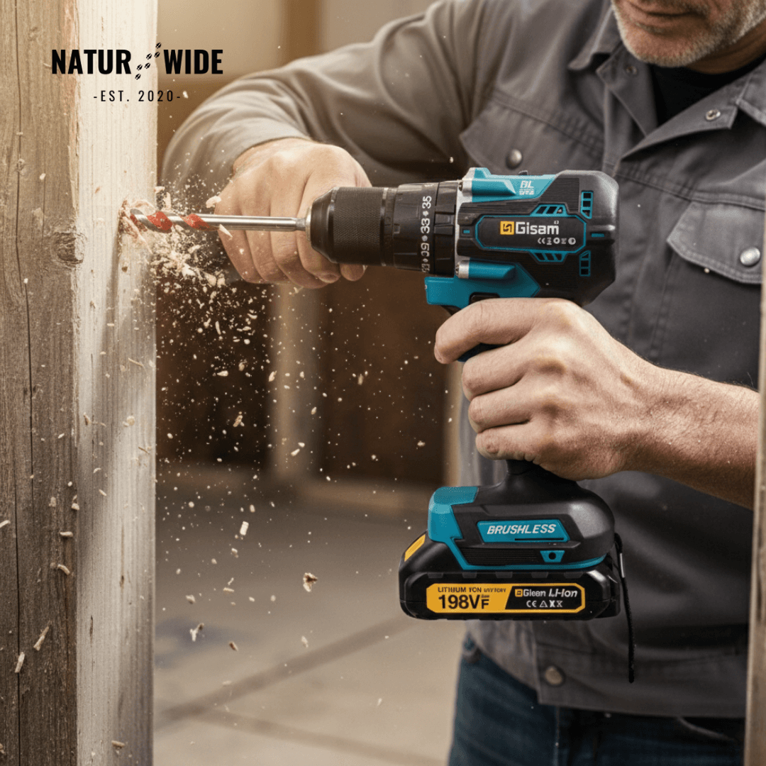 GIsam 13mm Electric Drill Brushless Impact Screwdriver Dual Speed ​​35+3 Torque Cordless Power Tool for Makita 18V Battery pins