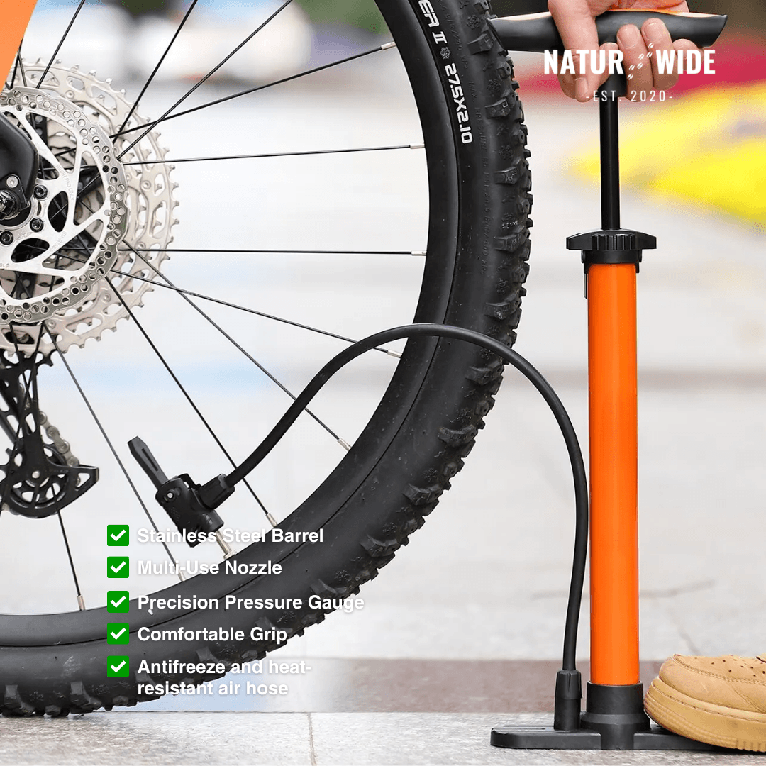 160PSI Portable Bike Pump with Gauge & 3-in-1 Nozzle