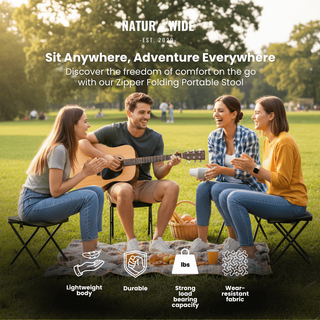 Foldable Camping Stool – Lightweight, Portable &amp; Durable with Carry Bag for Travel