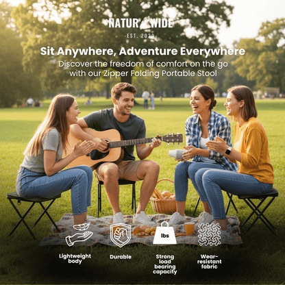 Foldable Camping Stool – Lightweight, Portable &amp; Durable with Carry Bag for Travel