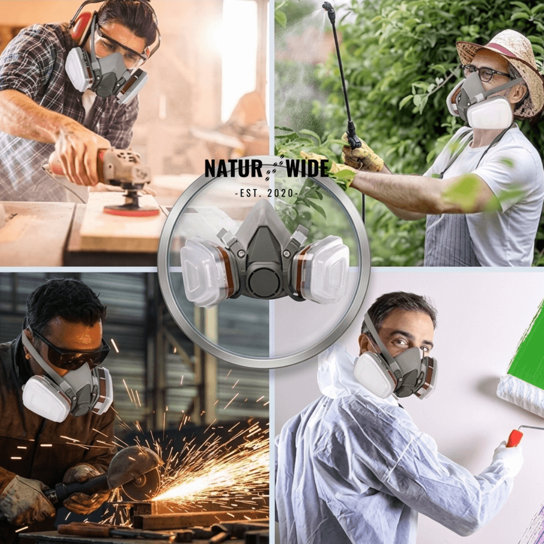 Half Face Respirator Gas Mask with Safety Glasses – Model 6200