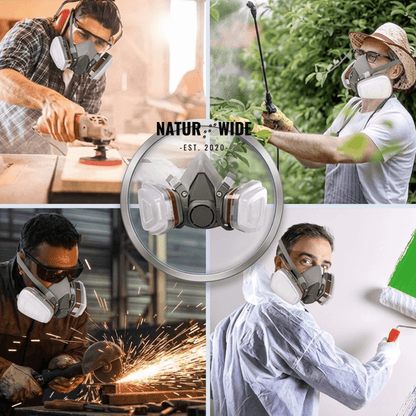 Half Face Respirator Gas Mask with Safety Glasses – Model 6200