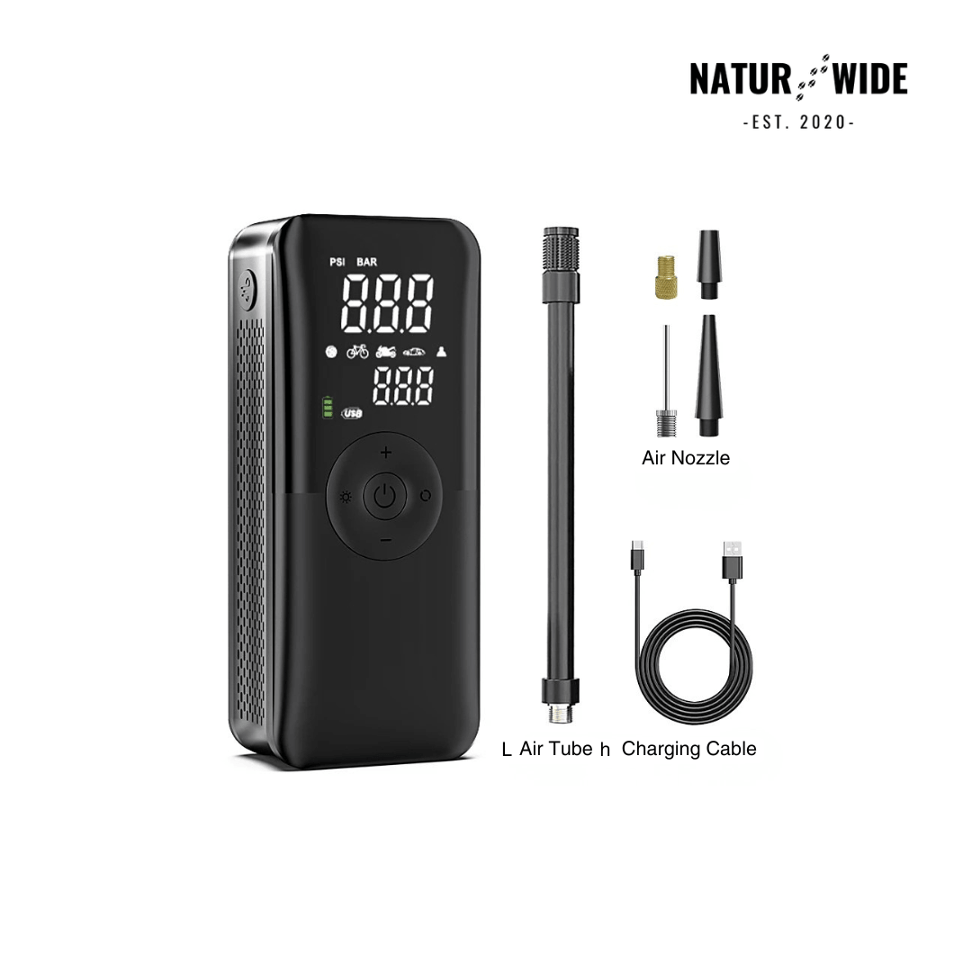 Cordless Tire Inflator – Portable Digital Air Pump & Power Bank