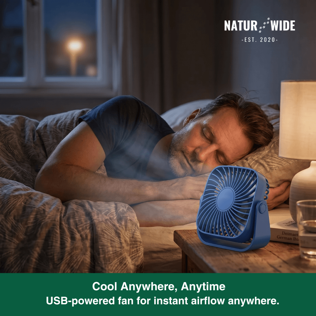USB Mini Desk Fan – 4-Inch Portable 3-Speed 360° Adjustable Fan