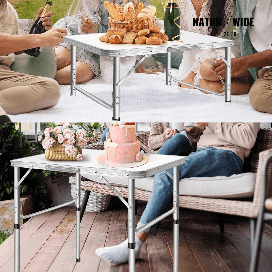 Adjustable Height Folding Camping Table – Portable Aluminum Picnic Desk